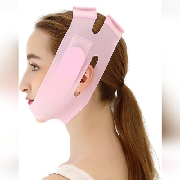 Breathable Comfortable Face Slimming Strap V Shaped Lift Tightening NEw Pink - Picture 1 of 4